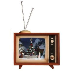 Pack of 2 Icy Crystal Illuminated Musical Christmas Tv Box Figurines 9 - All