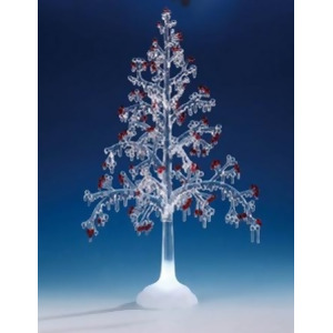 Pack of 2 Icy Crystal Illuminated Christmas Red Berry Tree Figures 20 - All