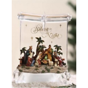 Pack of 2 Icy Crystal Illuminated Religious Nativity Scroll Figurines 8 - All