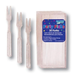 Club Pack of 360 Festive Clear Plastic Party Pick Two-Prong Cocktail Forks - All
