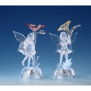 Pack of 8 Icy Crystal Decorative Illuminated Fairy with Flower Figurines 6.5 - All
