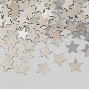Club Pack of 12 Metallic Shiny Silver Star Celebration Confetti Bags 0.5 oz. - All