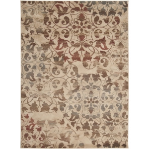 2' x 3.25' Rustic Leaves Tan Red and Brown Shed-Free Area Throw Rug - All
