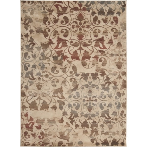 4' x 5.5' Rustic Leaves Tan Red and Brown Shed-Free Area Throw Rug - All
