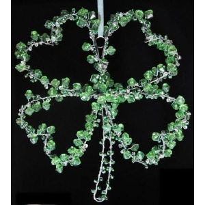 Set of 2 Green and Clear Beaded Four Leaf Clover Window Decorations 11 - All