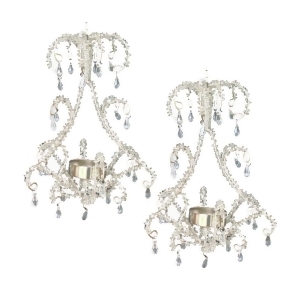 Set of 2 Clear Beaded Hanging Chandelier Tealight Candle Holder 7.5 - All