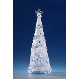 Pack of 2 Icy Crystal Illuminated Frosted Glitter Christmas Tree Figures 15.5 - All