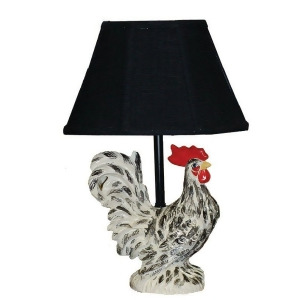 Set of 2 Country Rustic Farm Rooster Table Lamps with Stark Black Fabric Shades - All