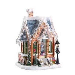 Pack of 2 Icy Crystal Animated Musical Gingerbread House Figurines 11.5 - All