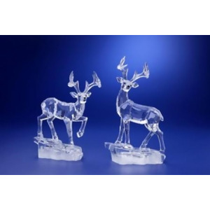Pack of 4 Icy Crystal Illuminated Decorative True Deer Figurines 9.25 - All
