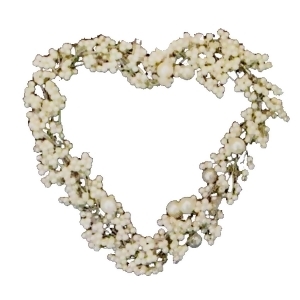 Set of 4 White Pearls and Beads Medium Heart Christmas Ornaments 3 - All