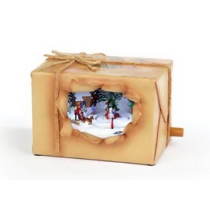 Pack of 2 Icy Crystal Animated Musical Peeking Christmas Package Figurines 4 - All