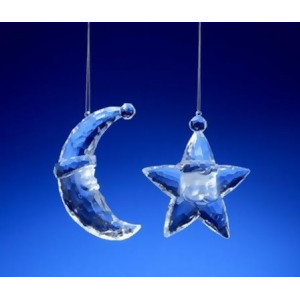 Club Pack of 16 Icy Crystal Santa Face Star and Moon Christmas Ornaments 3 - All