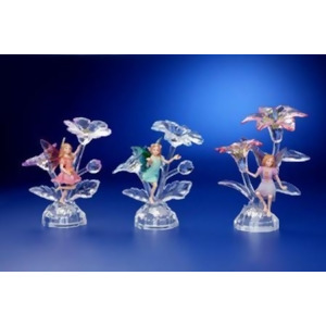 Pack of 6 Icy Crystal Illuminated Decorative Fairy with Flower Figurines 6 - All