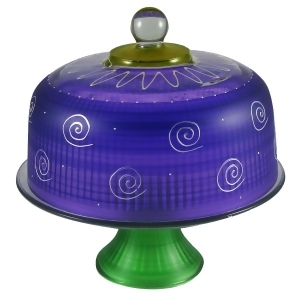 Frosted Purple and White Hand Painted Glass Convertible Cake Dome 11 - All