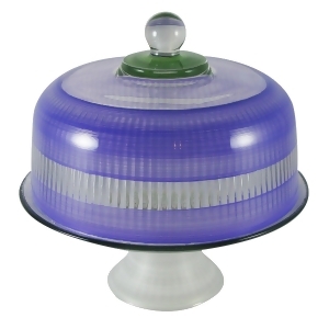 Purple Retro Stripe Hand Painted Glass Convertible Cake Dome 11 - All