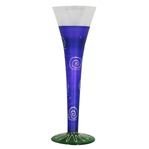 Set of 2 Frosted Purple Hand Painted Hollow Flute Drinking Glasses 16 Oz. - All