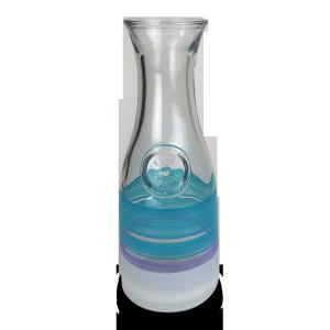 Turquoise Retro Stripe Hand Painted Beverage Carafe 34 Ounces - All