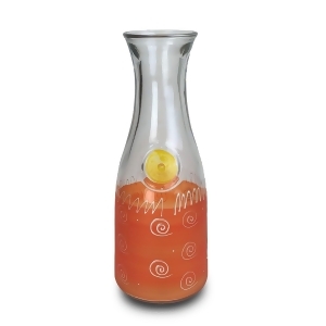 Frosted Orange with White Curls Dots Hand Painted Beverage Carafe 34 Ounces - All