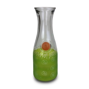 Frosted Light Green with White Curl Dot Hand Painted Beverage Carafe 34 Oz. - All