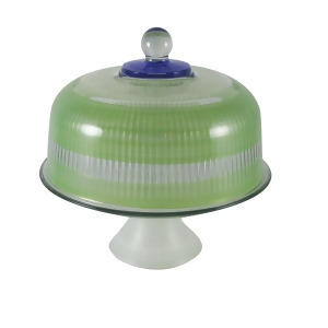 Green Retro Stripe Hand Painted Glass Convertible Cake Dome 11 - All