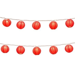 Set of 10 Traditional Red Paper Lantern Christmas Lights White Wire - All