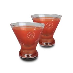 Set of 2 Orange White Hand Painted Cosmopolitan Wine Glass 8.25 Ounces - All