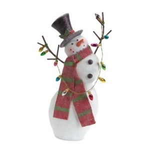 11 Glittery Tottering Snowman Christmas Figure with Red Scarf - All