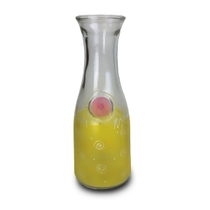 Frosted Yellow with White Curl Dot Hand Painted Beverage Carafe 34 Oz. - All