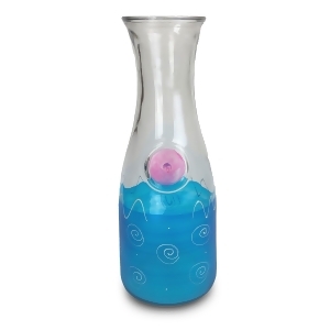 Frosted Turquoise with White Curl Dot Hand Painted Beverage Carafe 34 Oz. - All