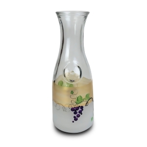 Grapes and Vines Hand Painted Frosted Glass Serving Carafe 34 Ounces - All