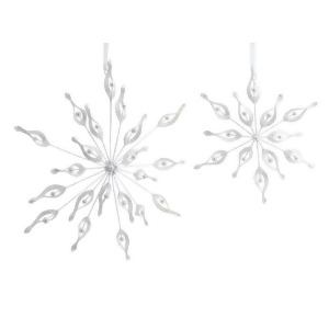Club Pack of 12 Elegant Glittery Beaded White Snowflake Christmas Ornaments - All