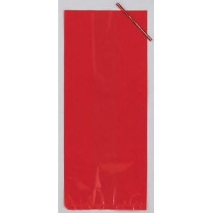 Club Pack of 240 Solid Red Large Cellophane Holiday Treat Goodie Bags with Ties - All