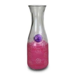 Frosted Pink with White Curl Dot Hand Painted Beverage Carafe 34 Oz. - All