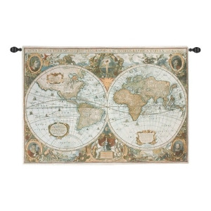 Vintage-style Map of the World Cotton Woven Wall Art Hanging Tapestry 50 x 35 - All