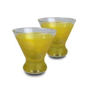 Set of 2 Yellow White Hand Painted Cosmopolitan Wine Glass 8.25 Ounces - All