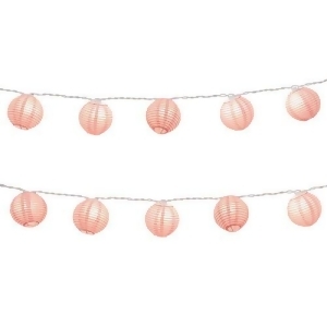 Set of 10 Baby Pink Paper Lantern Christmas Lights White Wire - All