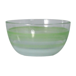 Set of 2 Green Retro Stripe Hand Painted Glass Serving Bowls 6 - All
