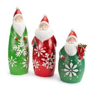 Set of 3 Santa Claus in Glittered Snowflake Suit Christmas Figure Decorations 24.25 - All