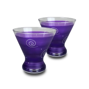 Set of 2 Purple White Hand Painted Cosmopolitan Wine Glass 8.25 Ounces - All