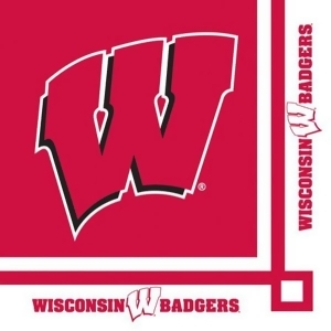 Club Pack of 240 Ncaa Wisconsin Badgers 2-Ply Tailgating Party Beverage Napkins - All