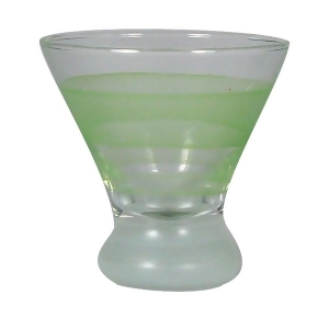 Set of 2 Green Retro Stripe Hand Painted Cosmopolitan Wine Glasses 8.25 Ounces - All