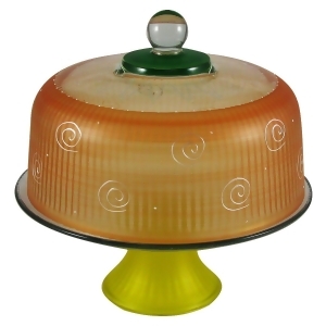 Frosted Orange and White Hand Painted Glass Convertible Cake Dome 11 - All