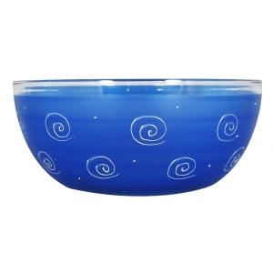 Dark Blue and White Swirls and Dots Hand Painted Glass Serving Bowl 11 - All