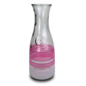 Cottage Pink Retro Stripe Hand Painted Beverage Carafe 34 Ounces - All