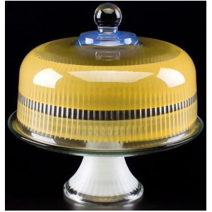 Orange Retro Stripe Hand Painted Glass Convertible Cake Dome 11 - All