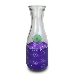 Frosted Purple with White Curl Dot Hand Painted Beverage Carafe 34 Oz. - All