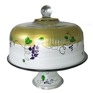 Grapes and Vines Hand Painted Glass Convertible Cake Dome 11 - All