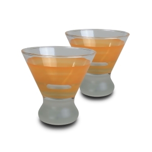 Set of 2 Orange Retro Stripe Hand Painted Cosmopolitan Wine Glass 8.25 Ounces - All