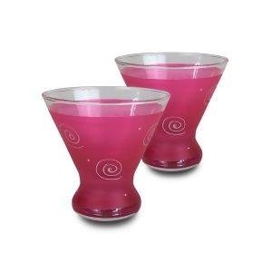 Set of 2 Pink and White Hand Painted Cosmopolitan Wine Glass 8.25 Ounces - All
